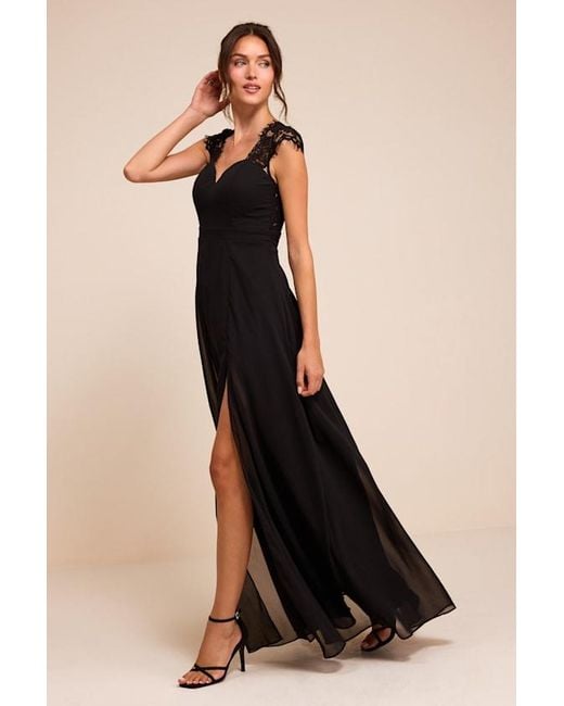 Lulus Black Momentous Moments Lace Backless Maxi Dress