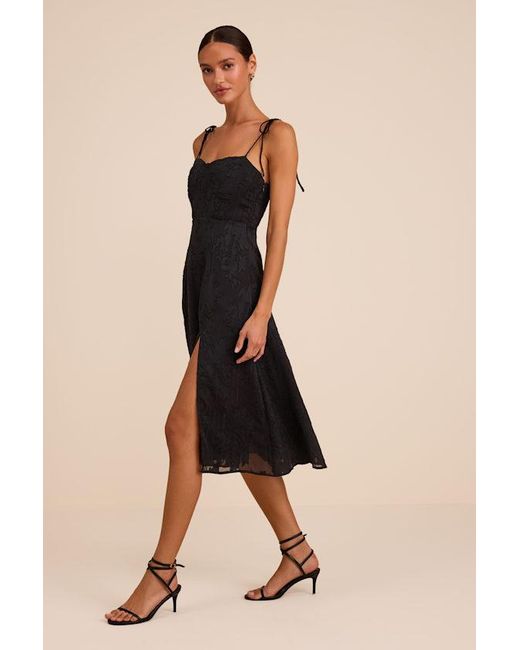 Lulus Blue Loveliest Looks Floral Jacquard Tie-Strap Midi Dress