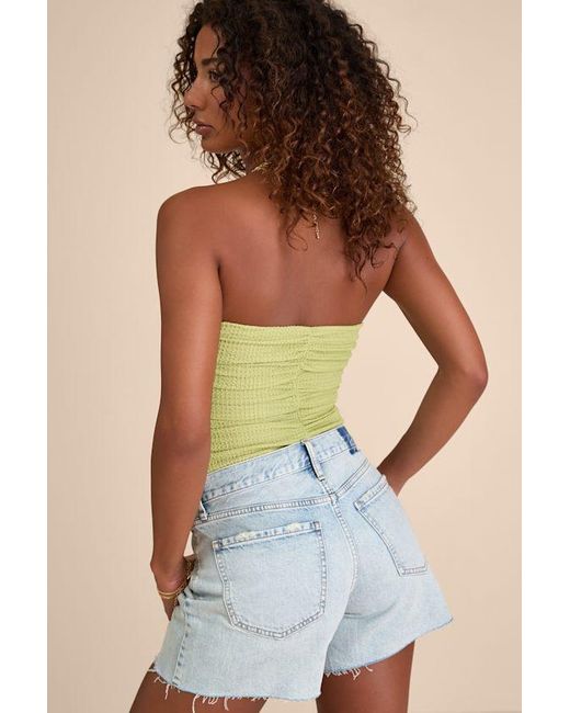 Lulus Green Muna Lime Textured Strapless Cutout U-Bar Bodysuit
