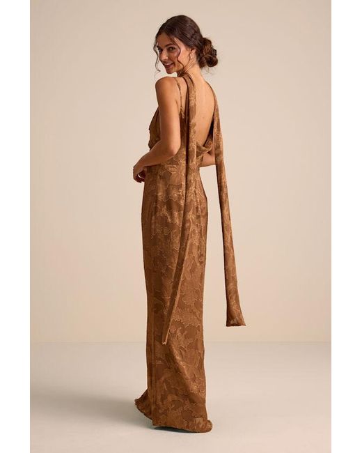 Lulus Natural Rashona Burnout Sash Scarf Maxi Dress
