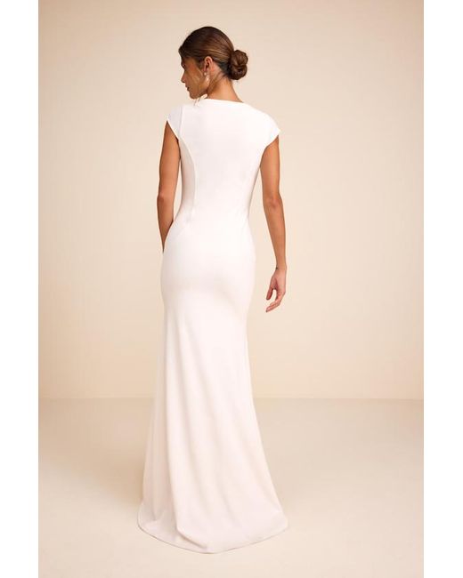 Lulus Natural Alena Cap Sleeve Mermaid Maxi Dress