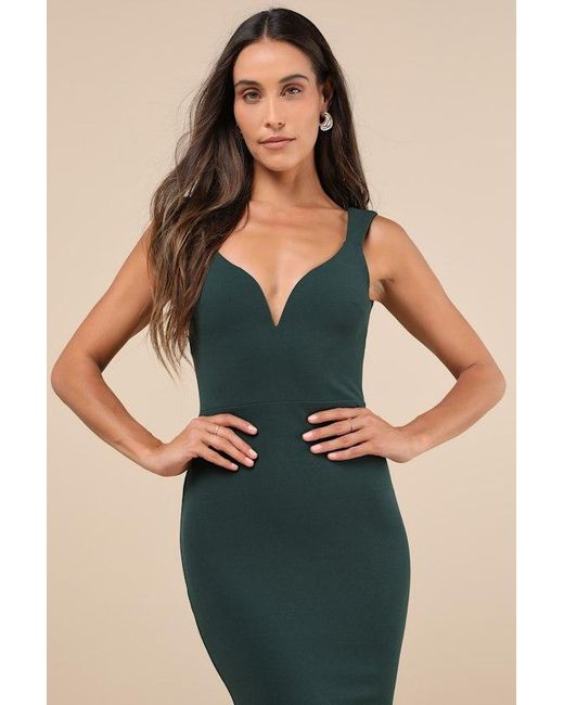 Lulus Blue Alluring Temptation Emerald Backless Ruched Mermaid Maxi Dress