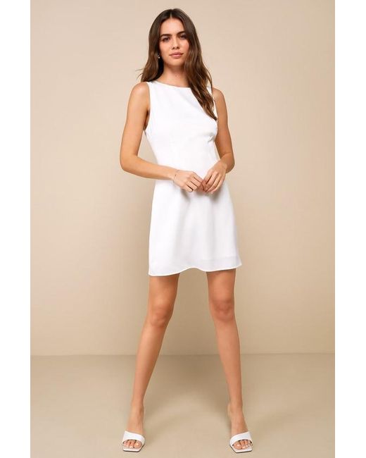 Lulus White Elevated Appearance Satin Open Back Mini Dress