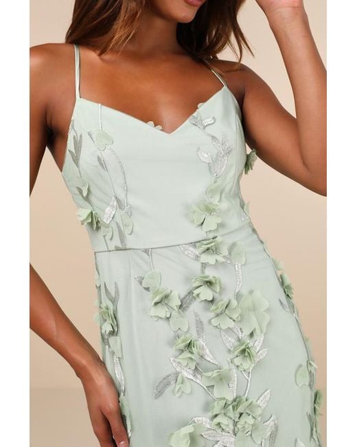 Lulus Green Limitless Adoration 3D Floral Embroidered Midi Dress
