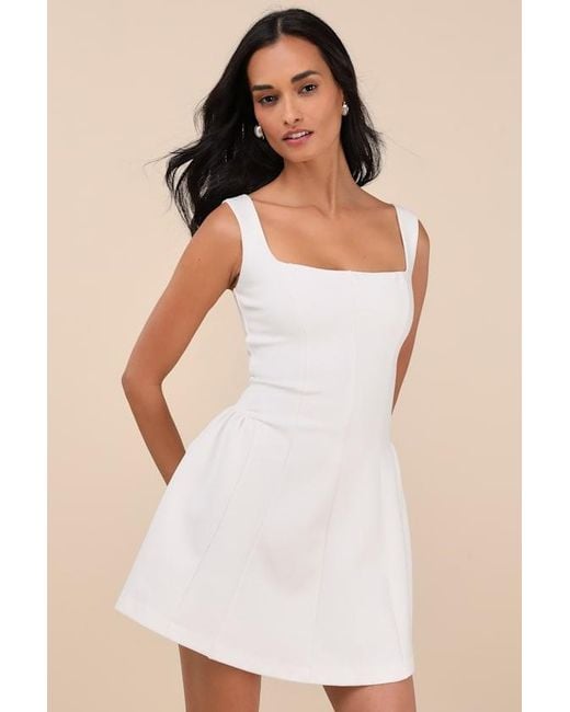 Lulus Natural Roetta Sleeveless Pleated Mini Dress