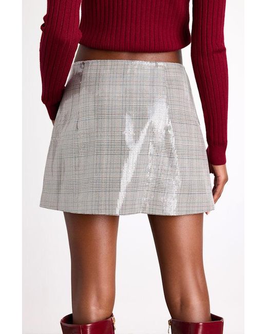 Lulus Red Raven Plaid Sequin High-Rise Mini Skirt