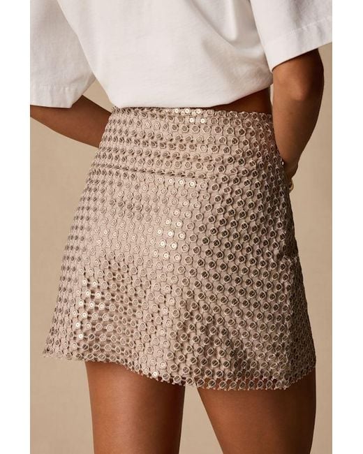 Lulus Brown Jeanie Sequin High-Rise Mini Skirt