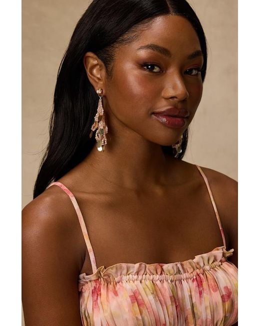 Lulus Natural Hessa Blush Beaded Statement Earrings