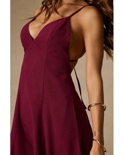 Lulus Red Oraya Tie-Back Midi Dress