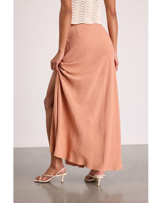 Lulus Brown Ronan Linen High-Rise Maxi Skirt