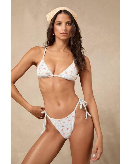 Dippin' Daisy's Brown Valentina Stamp Print Side-Tie Bikini Bottoms