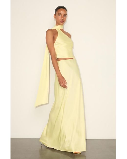 Lulus Yellow Marabella Satin One-Shoulder Sash Top