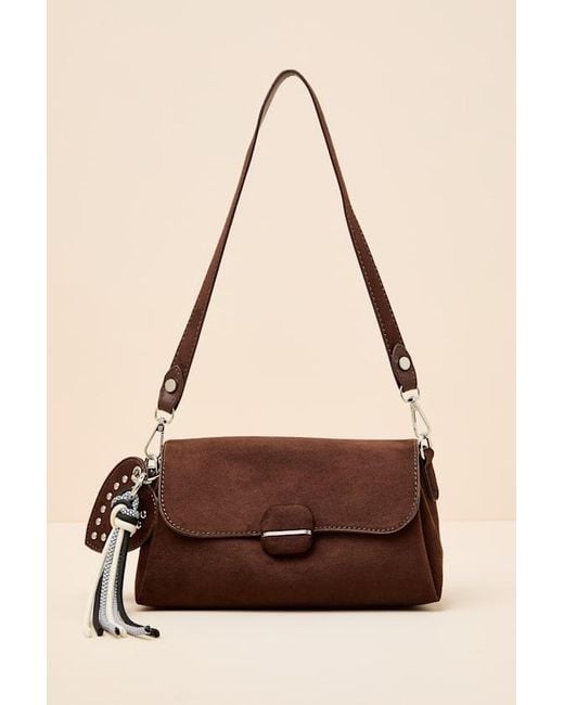 Lulus Blue Casper Dark Suede Charm Shoulder Bag