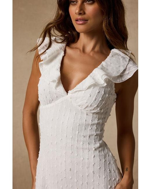 Lulus Natural Shayla Textured Ruffled Midi Dress