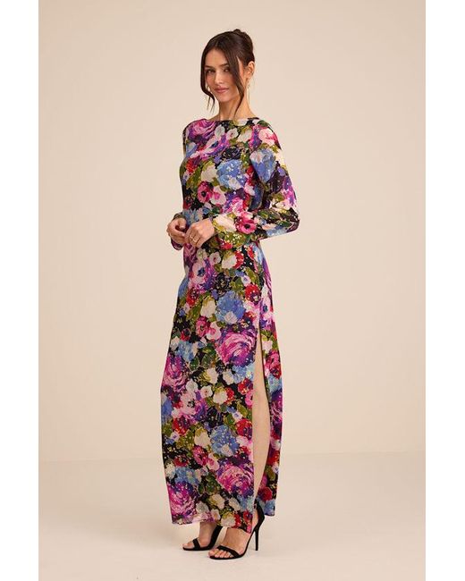 Lulus Natural Merrit Multi Cowl Back Long Sleeve Maxi Dress