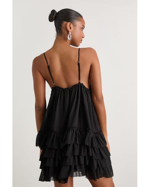 Lulus Black Asuka Ruffled Tiered Mini Dress