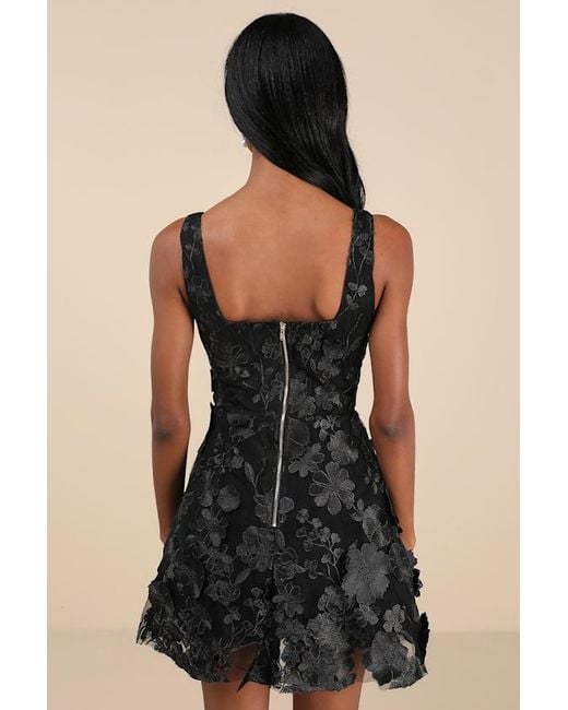 Lulus Natural Divine Intentions 3D Floral Embroidered Skater Dress