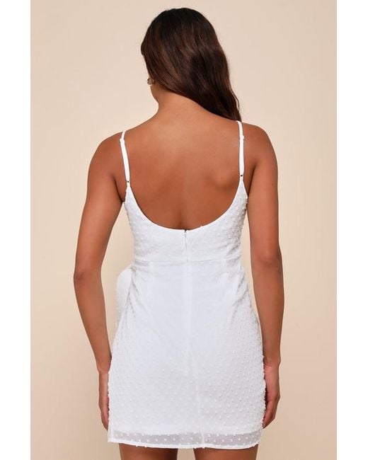 Lulus White Stole Your Love Swiss Dot Faux-Wrap Mini Dress