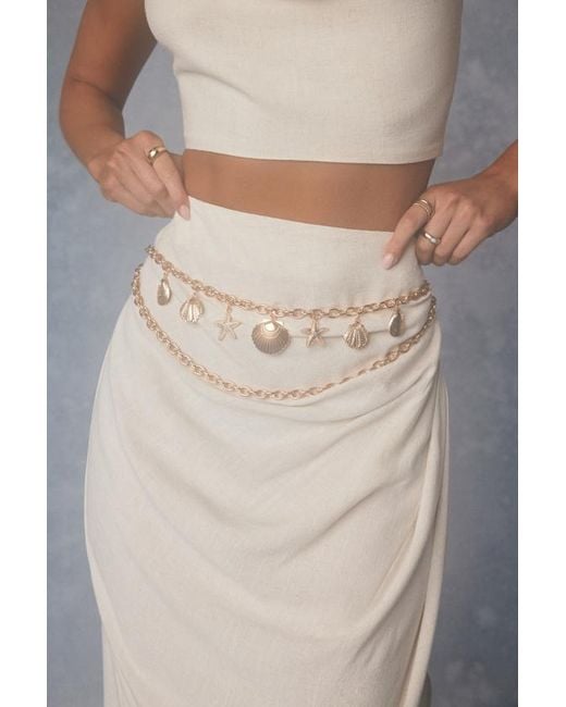 Lulus Natural Simnia Seashell Charm Chain Belt