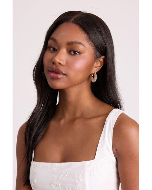 Lulus Natural Opulent Beaded Hoop Earrings