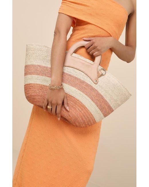 Lulus Orange Aksel Striped Woven Tote Bag