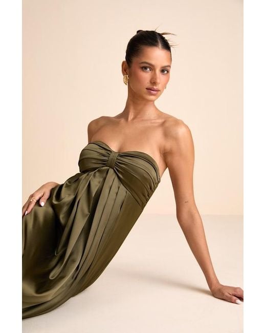 Lulus Black Memorable Entrance Strapless Satin Maxi Dress