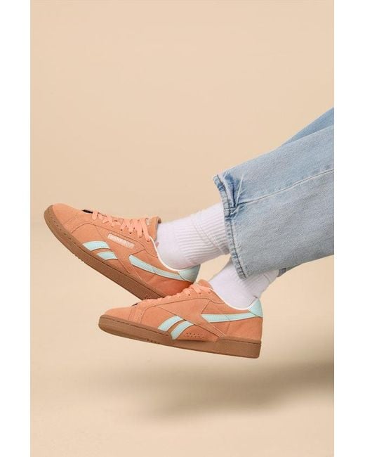 Reebok Orange Club C Ground Uk Sunkissed Suede Leather Sneakers