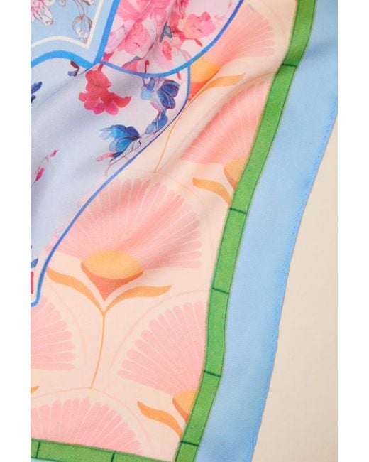 Lulus Blue Fernley Multi Equestrian Print Satin Scarf