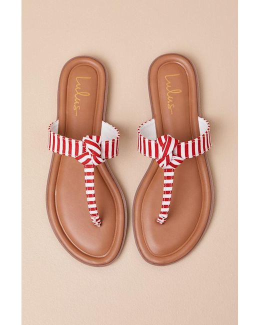 Lulus Pink Roderick And Striped Thong Sandals