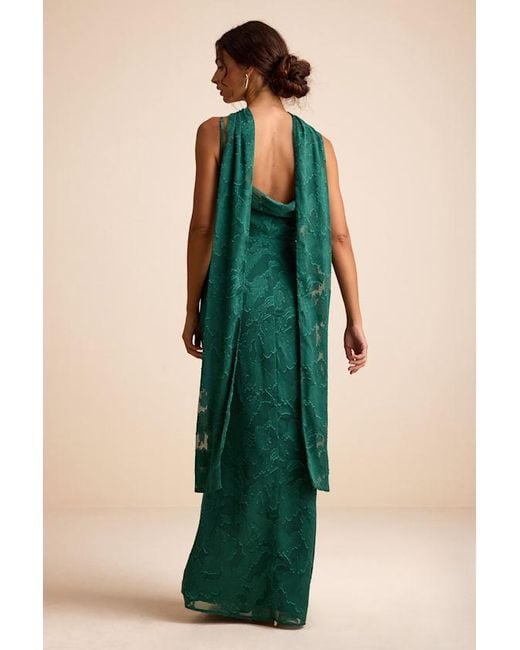 Lulus Green Rashona Burnout Sash Scarf Maxi Dress