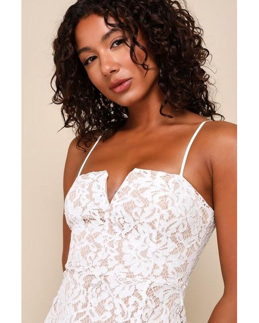 Lulus Amazing Allure Crochet Lace Bodycon Midi Dress in Natural | Lyst UK