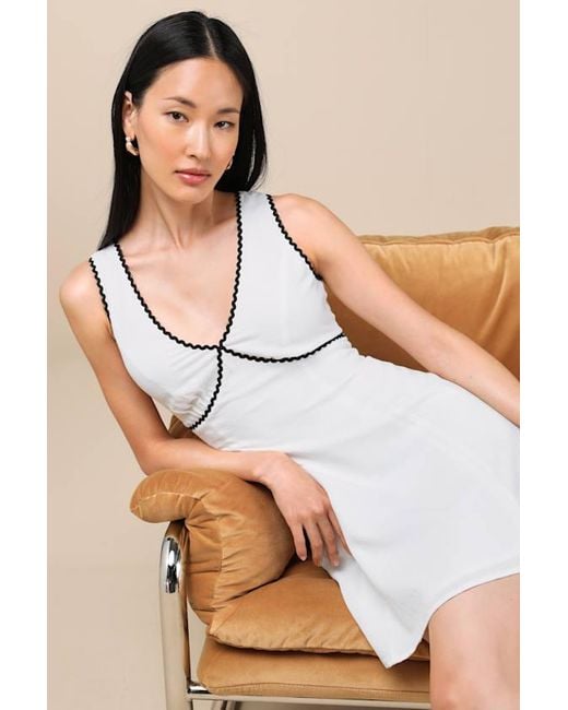 Lulus Natural Arelie Rickrack Sleeveless Mini Dress