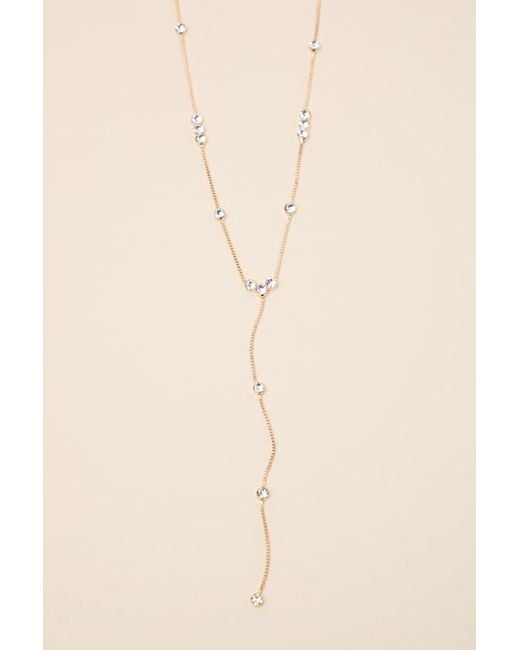 Lulus Brown Troya Rhinestone Lariat Necklace