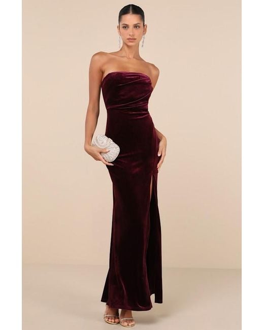 Lulus Natural Perfectly Captivating Velvet Strapless Maxi Dress