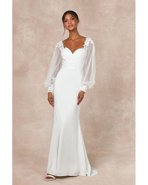 Lulus White Timeless Adoration Embroidered Bishop Sleeve Maxi Dress