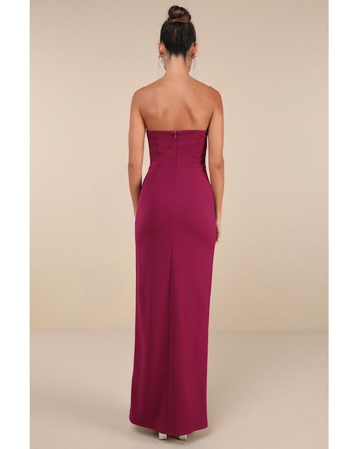 Lulus Red Elevated Sparkle Rhinestone Strapless Maxi Dress