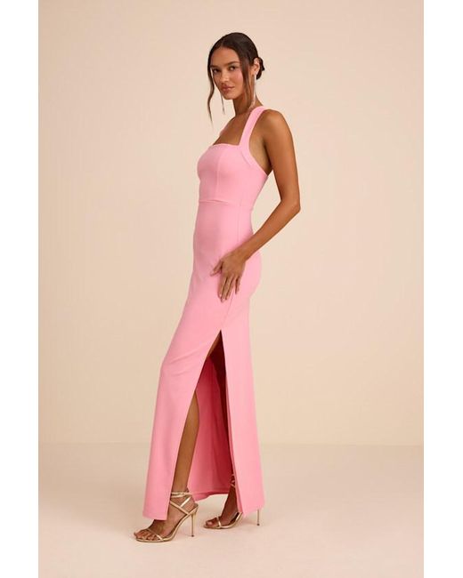 Lulus Pink Glamorous Dedication Sleeveless Column Maxi Dress