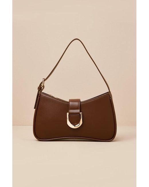 Lulus Brown Oh-So Chic Buckle Shoulder Bag