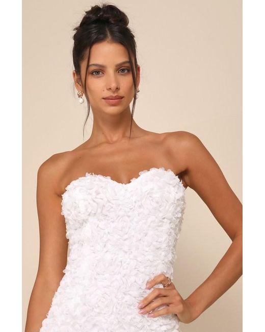 Lulus Natural Gorgeous Mentality 3D Floral Strapless Midi Dress