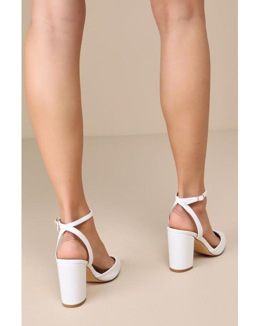 Lulus Natural Embley Pointed-Toe Ankle Strap Pumps