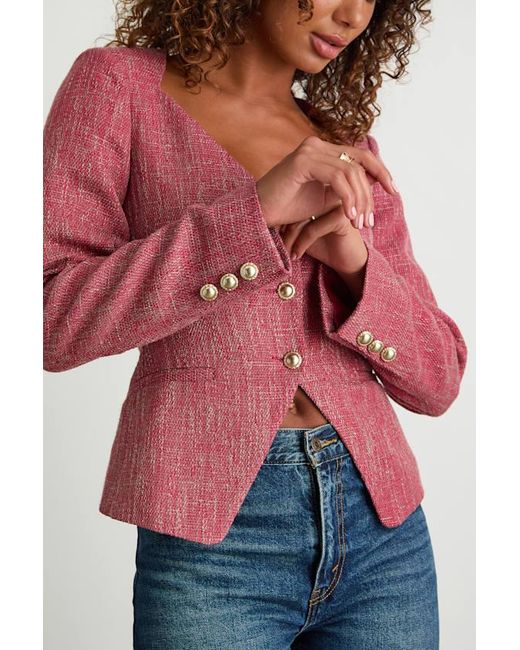 Lulus Red Vadima Tweed Button-Front Blazer