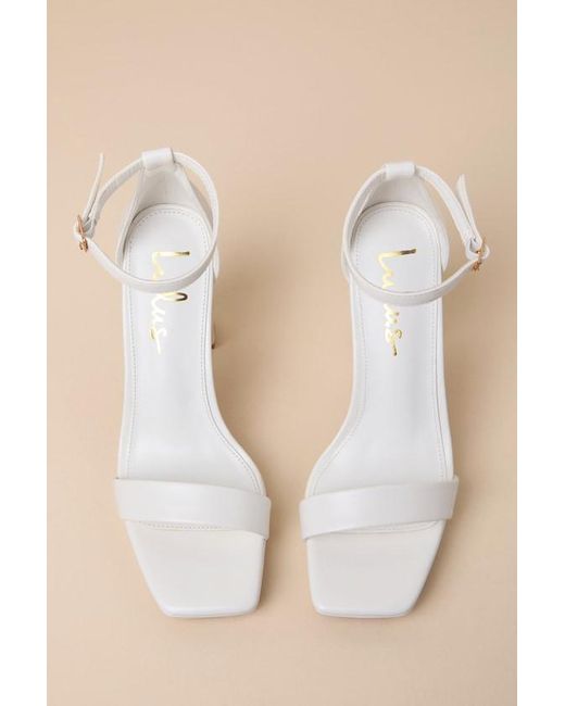 Lulus Natural Signie Square-Toe Platform Ankle Strap Heels