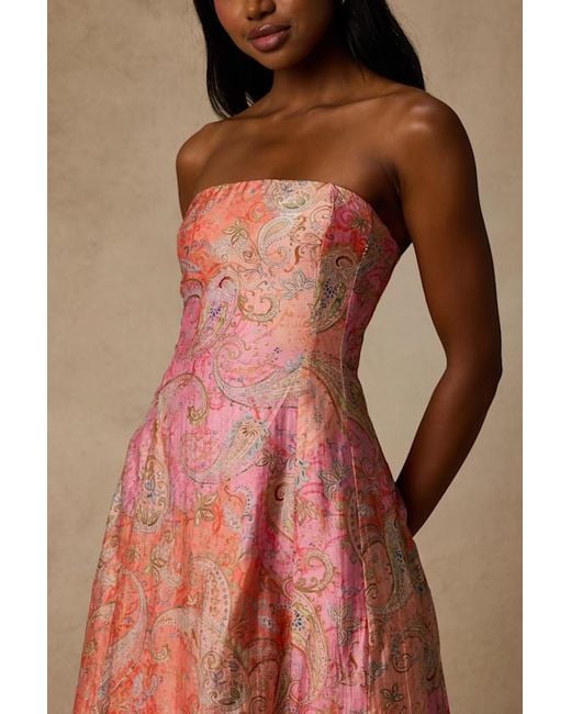 Lulus Pink Lexis Multi Boho Print Lace-Up Midi Dress