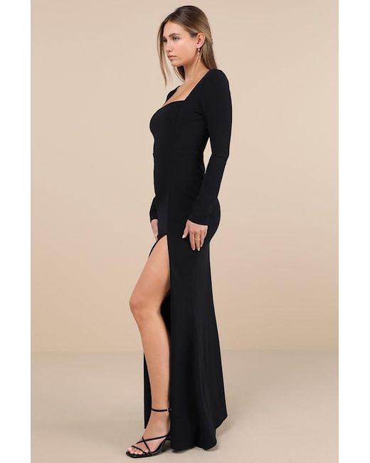 Lulus Black Infinitely Elegant Long Sleeve Maxi Dress