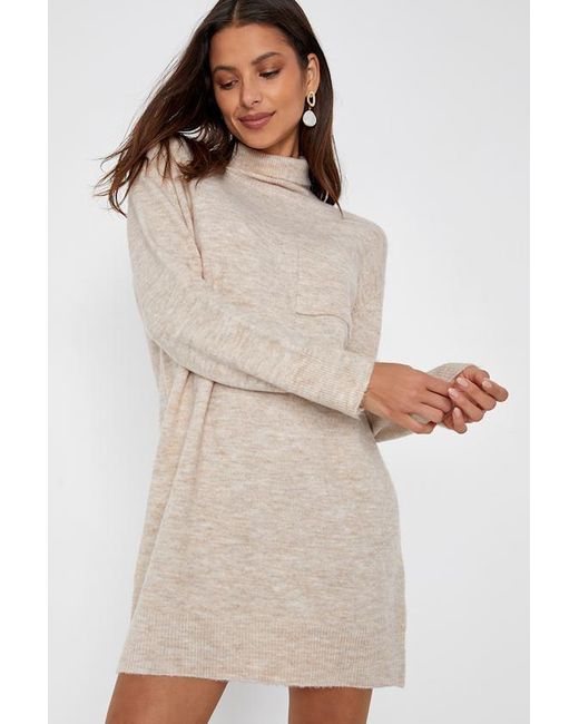 Lulus White Positively Charming Heather Turtleneck Mini Sweater Dress