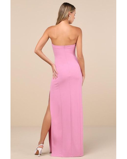 Lulus Pink Famous Icon Strapless Column Maxi Dress