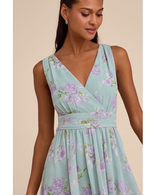 Lulus Green Heavenly Hues Sage Floral Surplice Maxi Dress