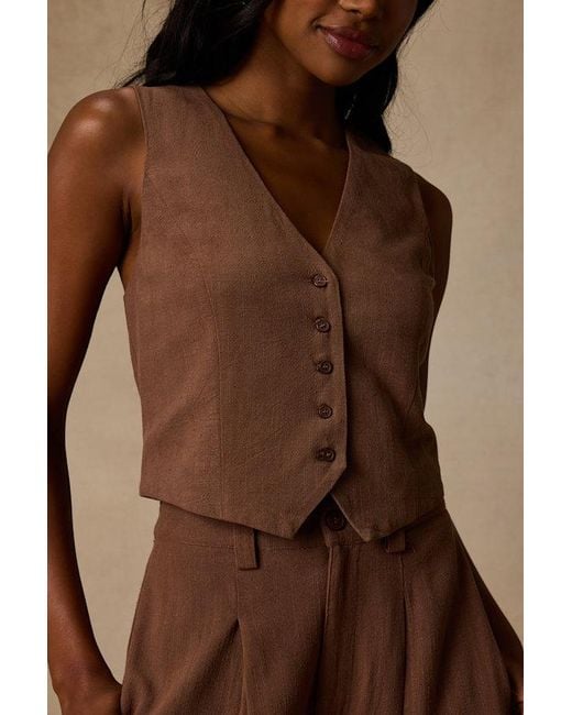 Lulus Brown Suits You Perfectly Linen Vest