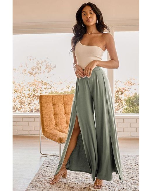 Lulus Natural Knockout Wide-Leg Pants
