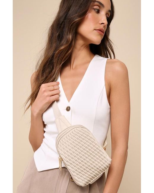 Lulus Natural Cutie On The Go Textured Quilted Puffy Mini Backpack